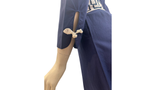 Sistership navy, white & gold button down dress