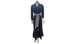 Sistership navy, white & gold button down dress