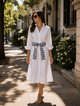 Sistership white and navy detailed dress