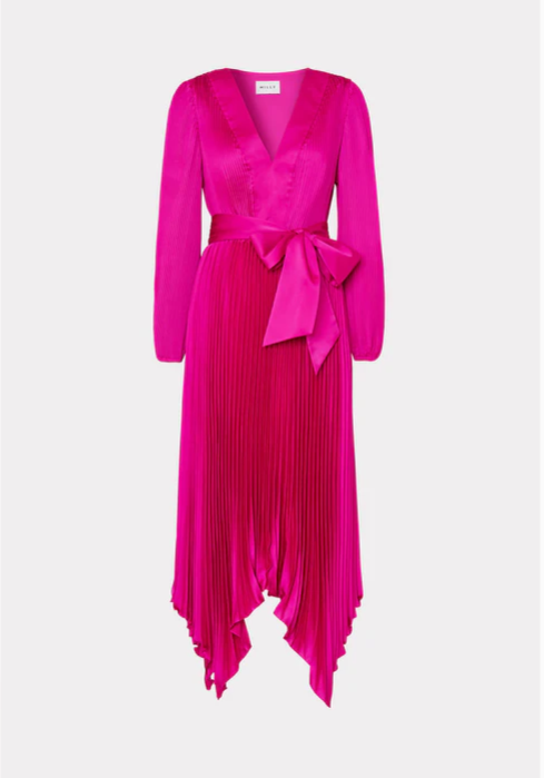Milly Liora Satin Pleated Dress