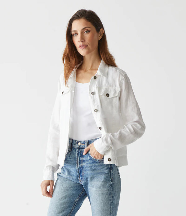 White Linen Jean Jacket