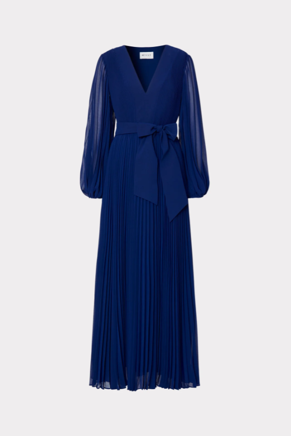 MILLY Nadie Pleated Maxi Dress