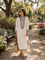 Sistership Navy, Gold & White Tunic Dress