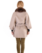 Cashmere blended cape with fox trim