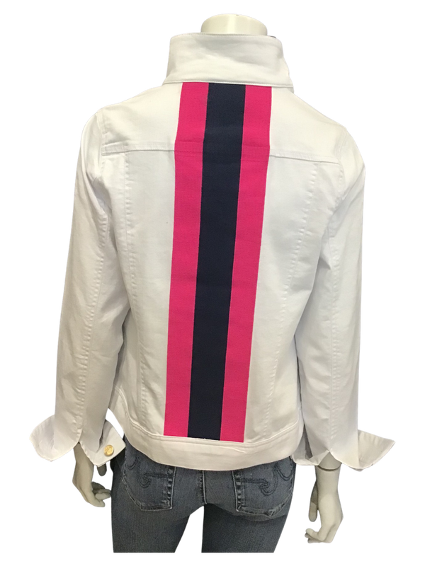 Denim Jacket with Embroidered Stripe